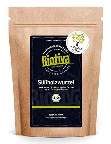 Biotiva Süßholzwurzel-Tee Bio geschnitten 250g - 100% Bio-Qualität - Glycyrrhiza glabra - Abgefüllt und kontrolliert in Deutschland (DE-ÖKO-005)