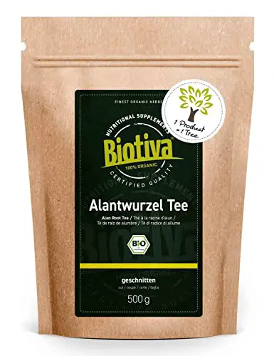 Biotiva Alantwurzel Tee Bio 500g - Inula Helenium - Echter Alanttee - Korbblütler - Alantwurzeltee - abgefüllt in Deutschland (DE-ÖKO-005) - vegan