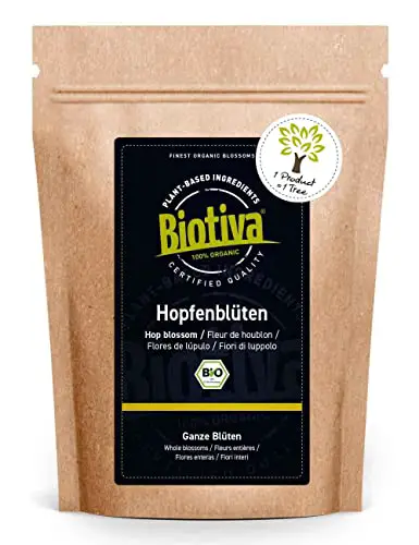 Biotiva Hopfenblüten Tee Bio 100g - Humulus Lupulus L. - Hopfentee - Abgefüllt und kontrolliert in Deutschland (DE-ÖKO-005)