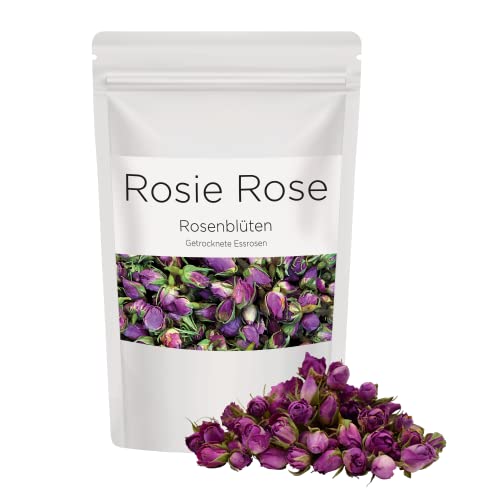 Rosie Rose - Getrocknete Ganze Rosenblüten - 75g aus natürlichem Anbau - Essblüten - Teeblüten - Deko - Rosenblütentee