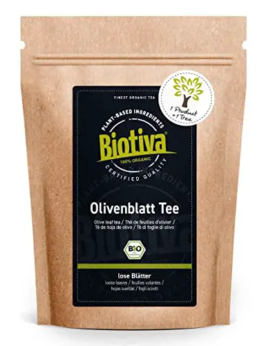 Biotiva Olivenblätter Tee 250g Bio - Kräutertee - vegan - fruchtig - herb - ohne Zusatzstoffe - abgefüllt und zertifiziert in Deutschland (DE-Öko-005)