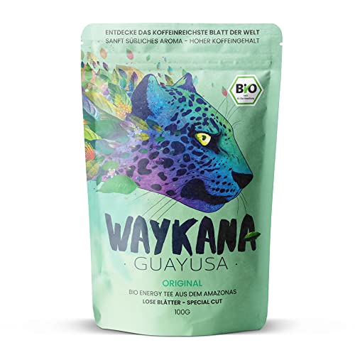 Bio Guayusa-Tee von Waykana - Der natürliche Energy-Drink aus dem Regenwald - Mehr Koffein und sanfteres Aroma als Mate - Direct Trade aus Ecuador -100g