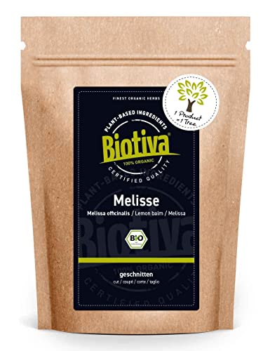 Biotiva Melisse Tee 100g Bio - Melissa officinalis - Melissenblätter getrocknet - Kräutertee - vegan - ohne Zusatzstoffe - abgefüllt und zertifiziert in Deutschland (DE-Öko-005)