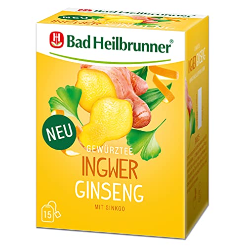 Bad Heilbrunner Ingwer-Ginseng Tee im Filterbeutel, 5er Pack (5 x 15 Filterbeutel)
