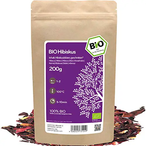 amapodo Hibiskustee Bio 200g - Hibiskusblüten - Hibiskus Tee - Hibiskusblütentee - Malventee - Malvenblüten - Hibiscus Tea - Geschenke für Frauen - Hibiscus sabdariffa