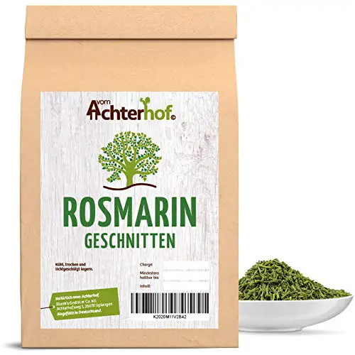 Rosmarin getrocknet 500g | 100% rein und naturbelassen für Gewürzmischungen und Rosmarin-Tee | Rosmarin Nadeln geschnitten | mediterranes Gewürz | intensives Aroma | vom Achterhof